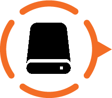 External hard drive icon symbolizing data return